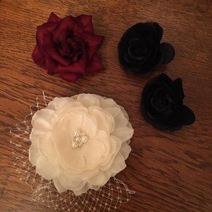 Goth Flower Hair Clip/Pin Set